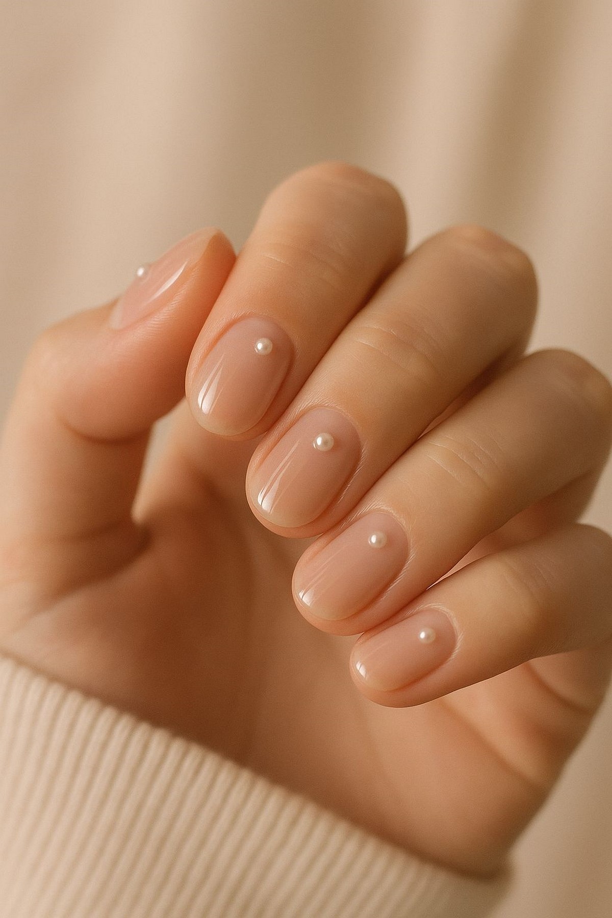 Маникюр 2026 с точками у кутикулы без лишнего дизайна